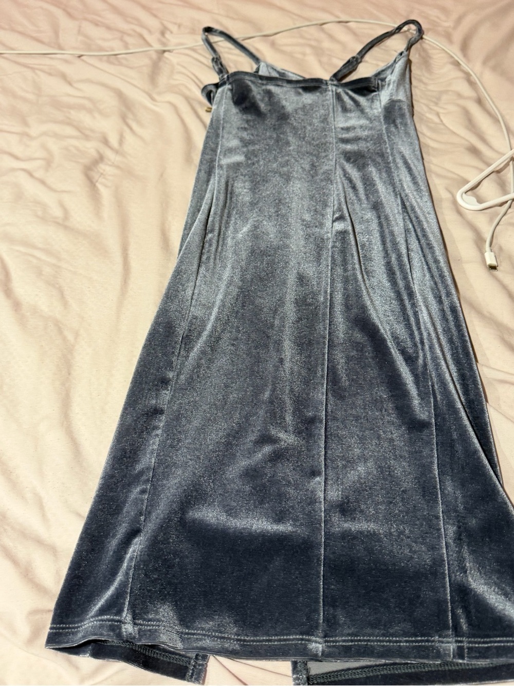 Forever 21 Silver-Gray Velvet Midi Slip Dress